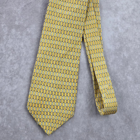 IZOD Geometric Yellow Blue Executive Corporate Silk Neck Tie Men's - Picture 2 of 6